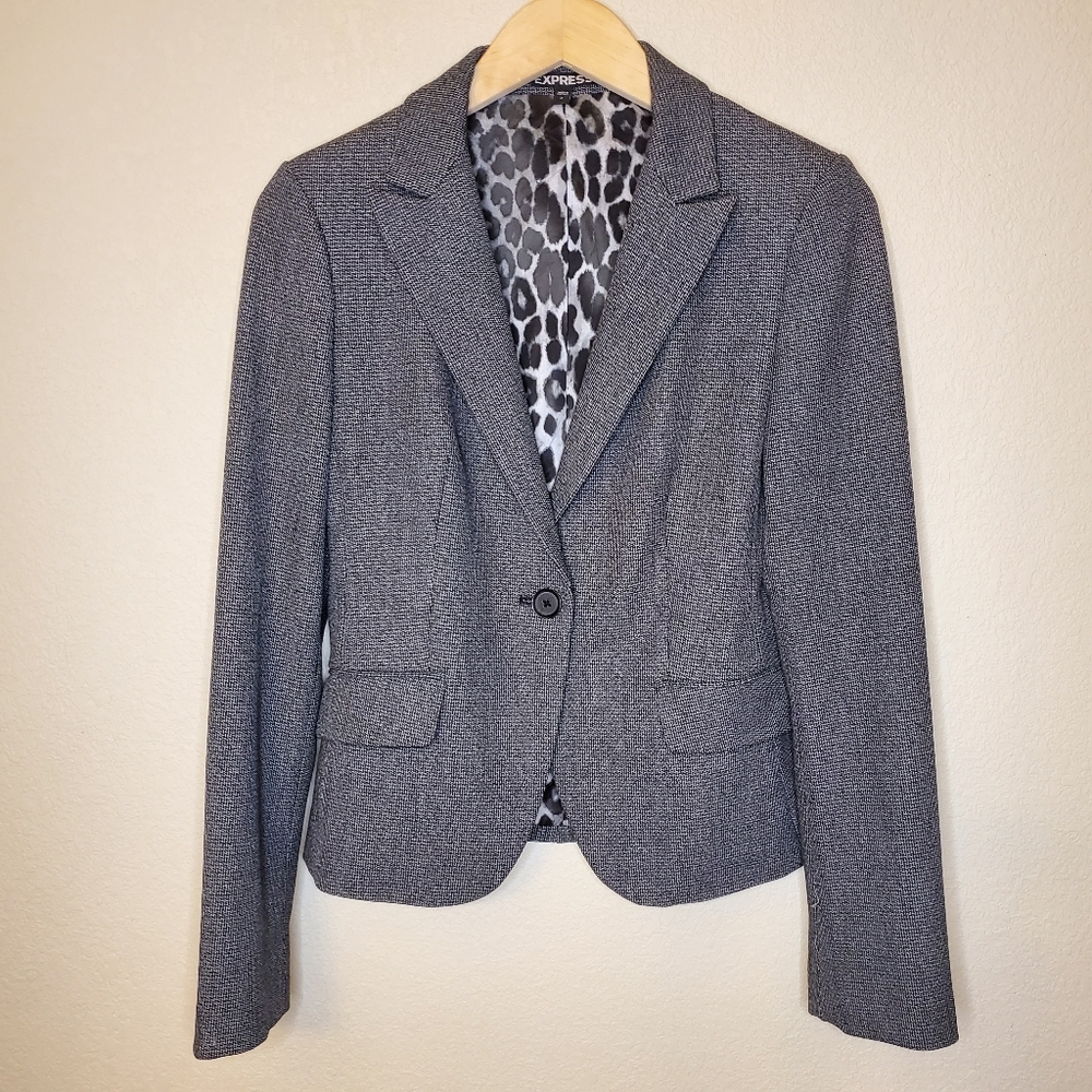 EXPRESS Single button gray career blazer jacket 2